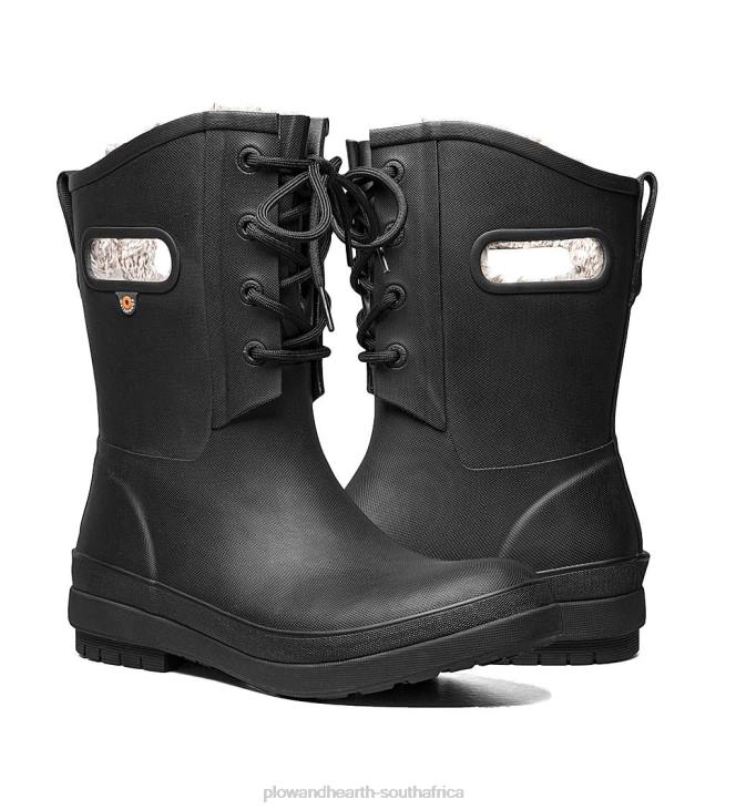 Seasonal & Gifts Plow & Hearth BOGS Amanda Plush II Lace Up Waterproof Rain Boots - Black - Size 07 NFLB1075
