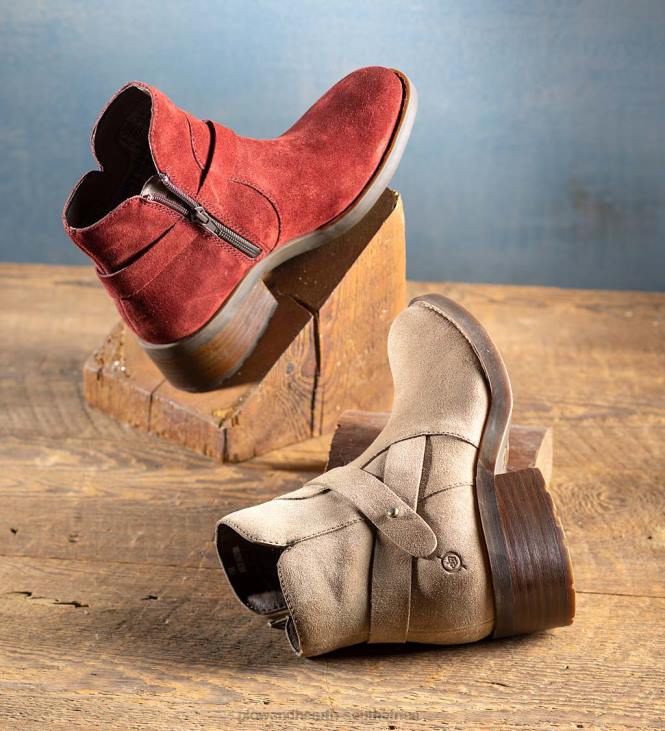Seasonal & Gifts Plow & Hearth Born Tori Ankle Boot with Wraparound Straps - Dark Red - 7 NFLB3047