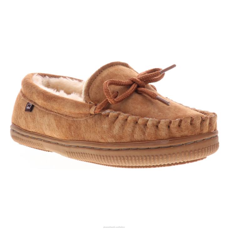 Seasonal & Gifts Plow & Hearth LaMO Kid's Suede Slip-On Moccasin Slippers - Chestnut - Size 1Y NFLB3021
