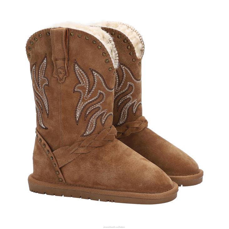 Seasonal & Gifts Plow & Hearth LaMO Kid's Suede Wrangler Boots - Chestnut - Size 1Y NFLB3062