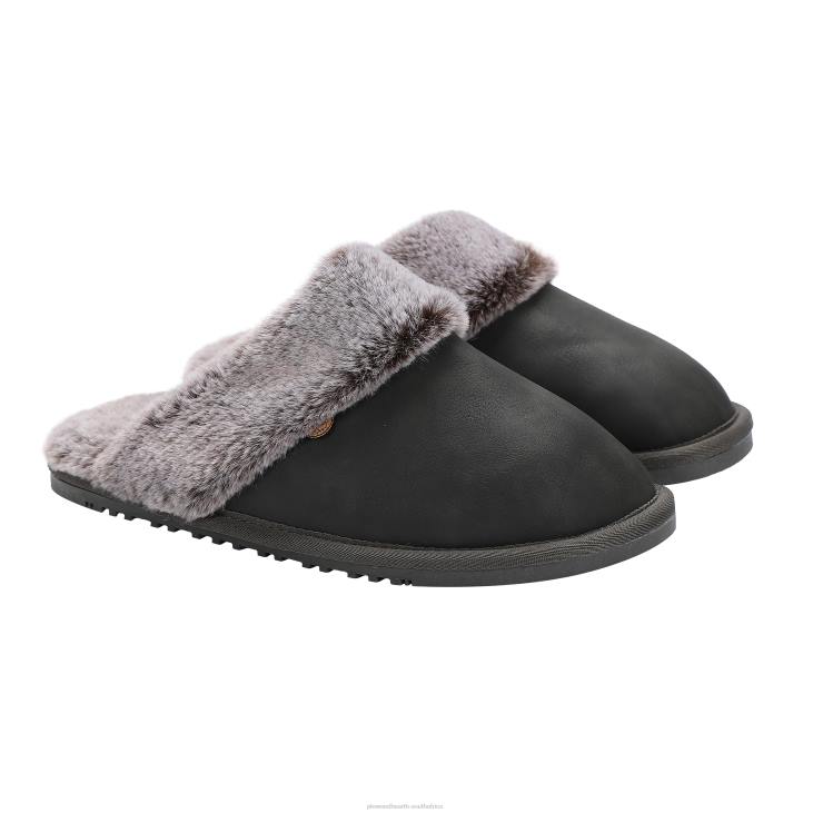Seasonal & Gifts Plow & Hearth LaMO Women's Suede Scuff Slippers - Waxed Charcoal - L NFLB3023