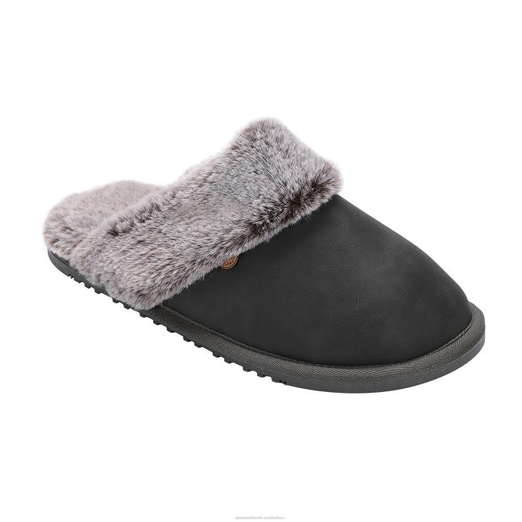 Seasonal & Gifts Plow & Hearth LaMO Women's Suede Scuff Slippers - Waxed Charcoal - L NFLB3023