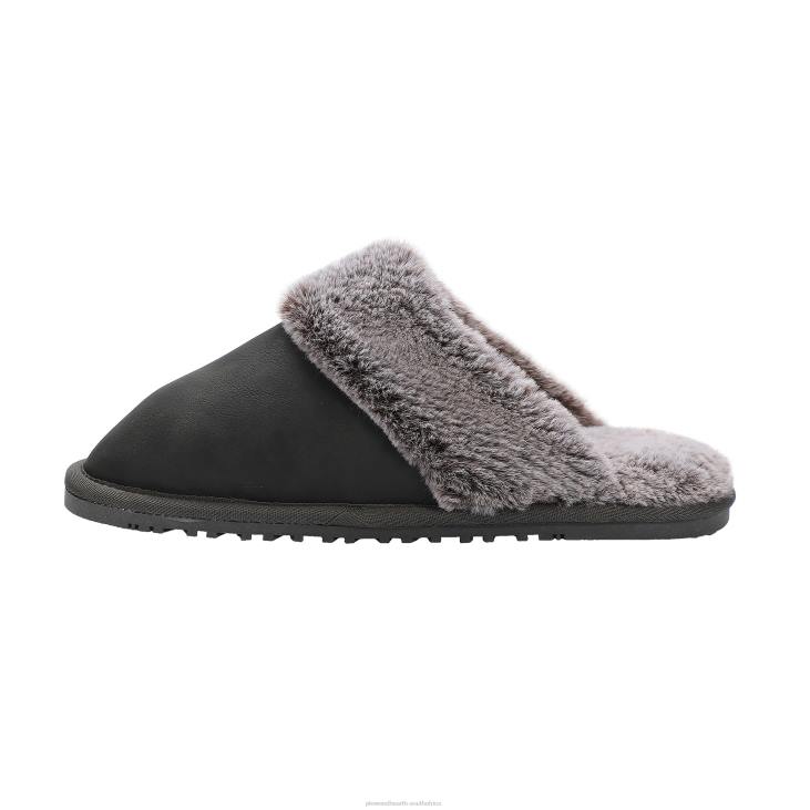 Seasonal & Gifts Plow & Hearth LaMO Women's Suede Scuff Slippers - Waxed Charcoal - L NFLB3023