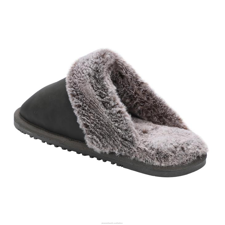 Seasonal & Gifts Plow & Hearth LaMO Women's Suede Scuff Slippers - Waxed Charcoal - L NFLB3023