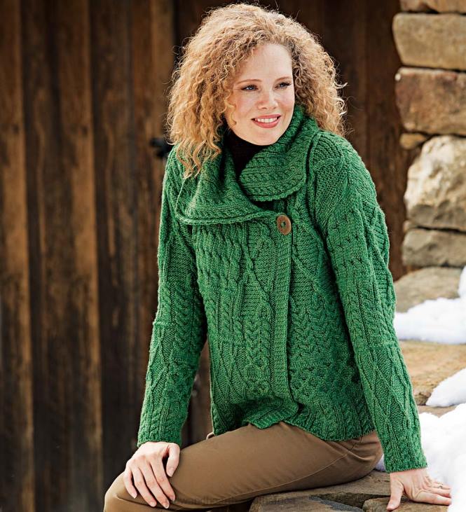 Seasonal & Gifts Plow & Hearth Merino Wool Corina Cardigan Sweater with Single-Button Front - Mustard - L (12-14) NFLB2981