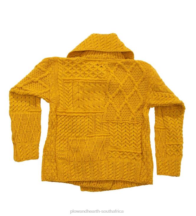 Seasonal & Gifts Plow & Hearth Merino Wool Corina Cardigan Sweater with Single-Button Front - Mustard - L (12-14) NFLB2981