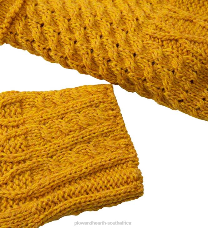 Seasonal & Gifts Plow & Hearth Merino Wool Corina Cardigan Sweater with Single-Button Front - Mustard - L (12-14) NFLB2981