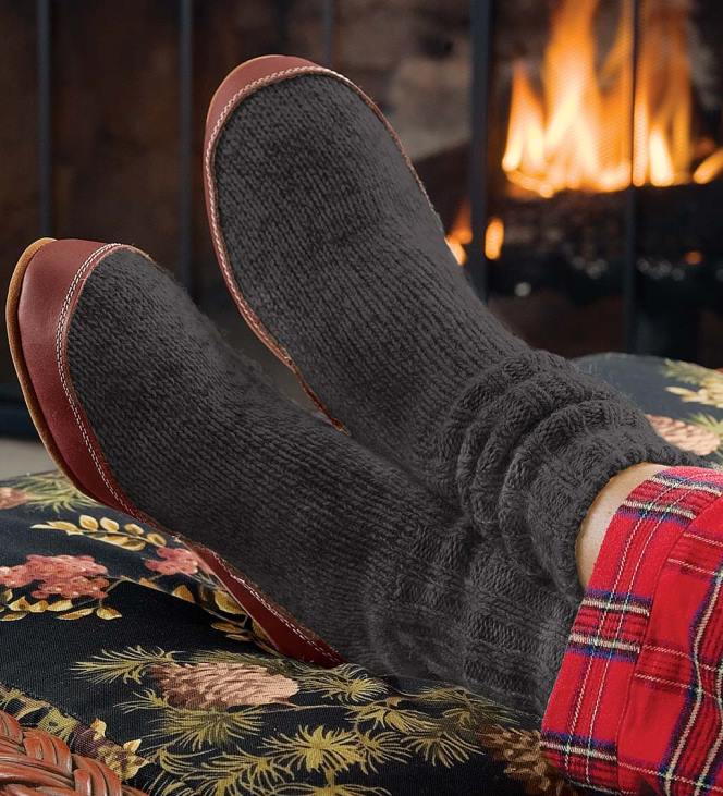 Seasonal & Gifts Plow & Hearth The Original Acorn Slipper Sock - Charcoal - XX-Small NFLB3066