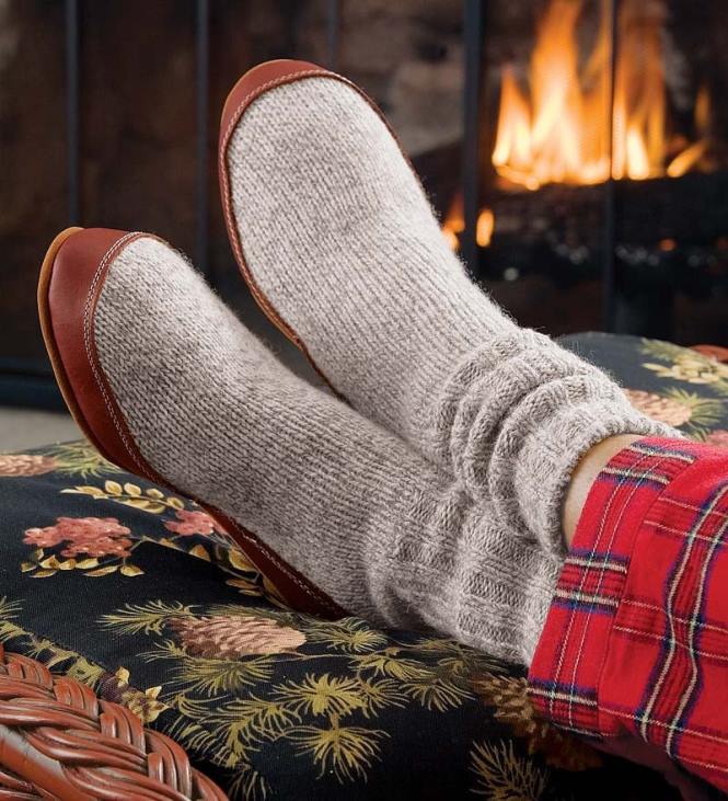 Seasonal & Gifts Plow & Hearth The Original Acorn Slipper Sock - Charcoal - XX-Small NFLB3066