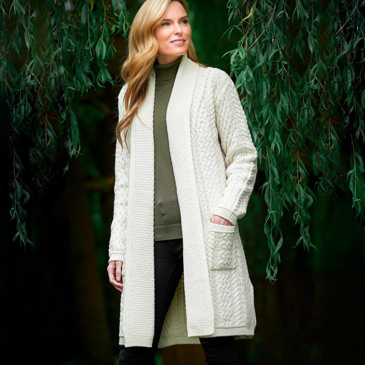 Seasonal & Gifts Plow & Hearth Women's Irish Merino Wool Edge Coat - Natural - L NFLB3044