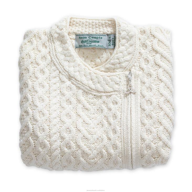 Seasonal & Gifts Plow & Hearth Women's Irish Merino Wool Side Zip Heart Cardigan - Natural - S NFLB3048