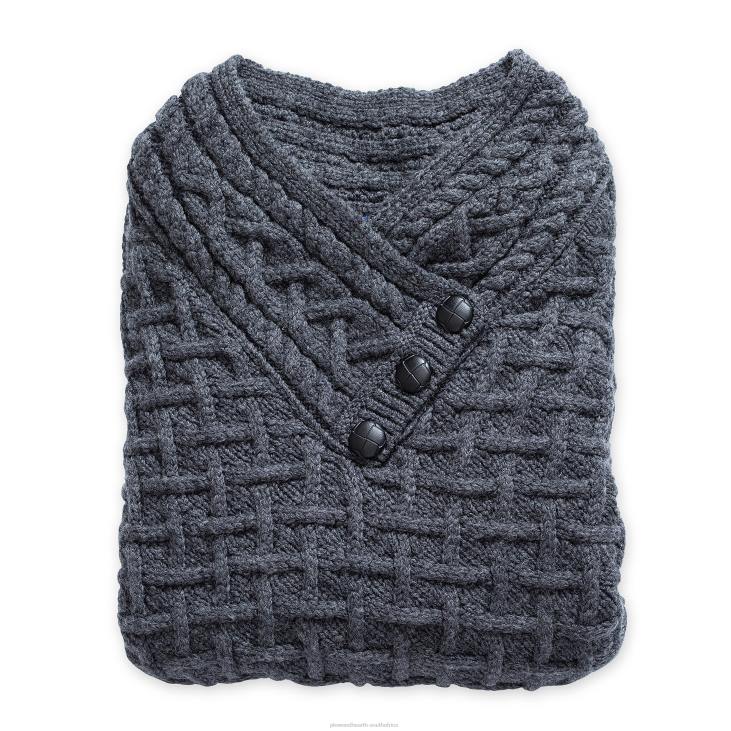 Seasonal & Gifts Plow & Hearth Women's Irish Merino Wool Super Soft Lattice Poncho - Ink Marl - S/M NFLB2987