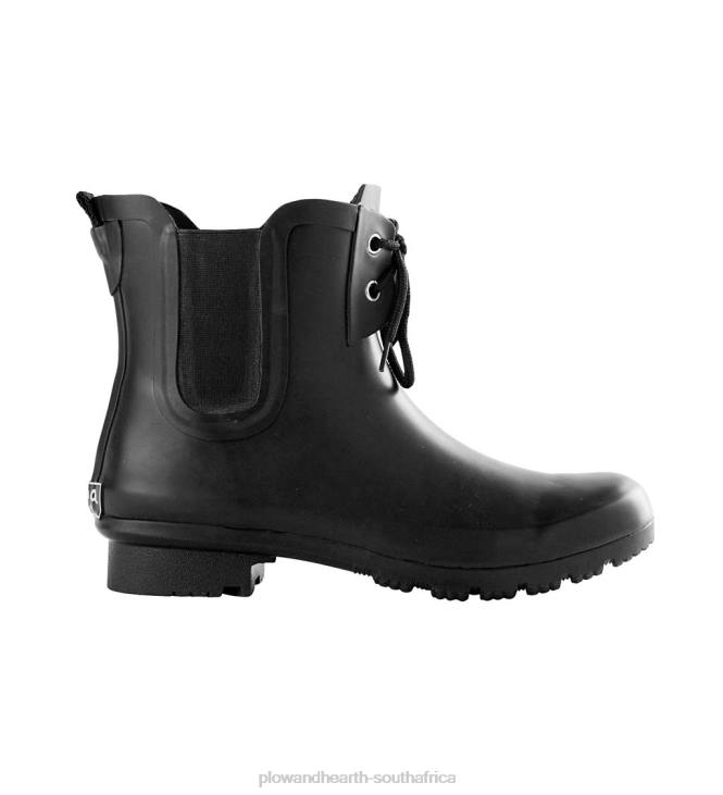 Seasonal & Gifts Plow & Hearth ROMA Waterproof Chelsea Lace-Up Matte Rubber Boots - Matte Black - Size 06 NFLB3031