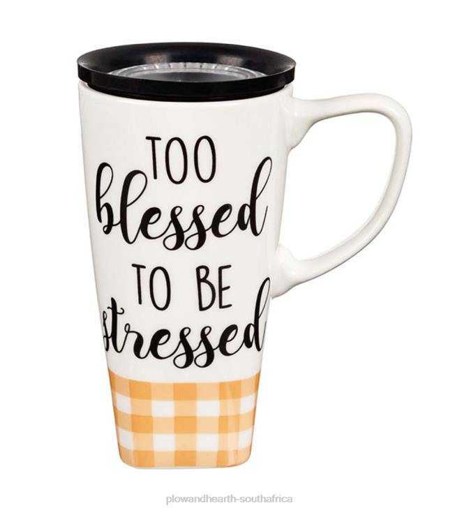 Seasonal & Gifts Plow & Hearth Ceramic FLOMO 360 Travel Mug - Blessed NFLB3082
