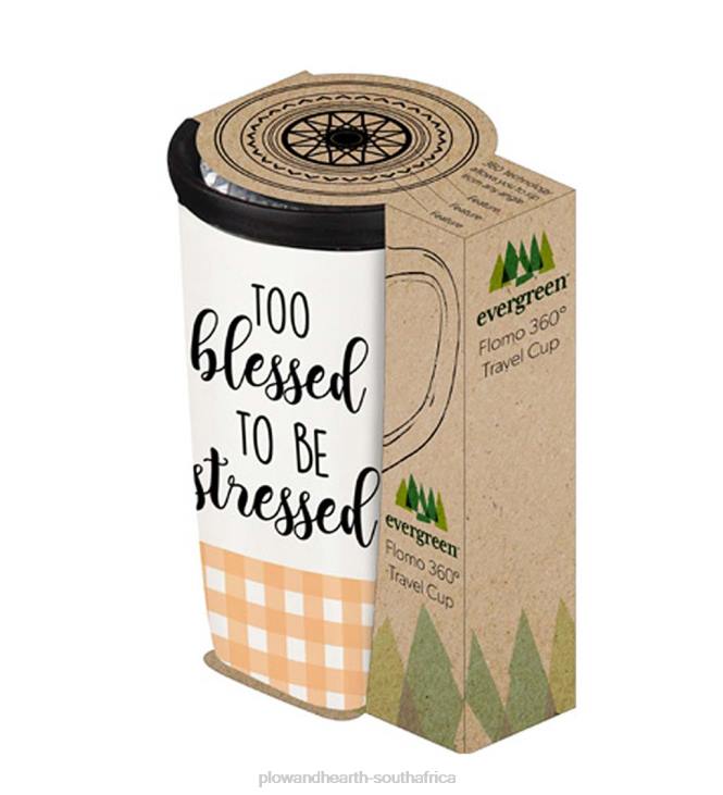Seasonal & Gifts Plow & Hearth Ceramic FLOMO 360 Travel Mug - Blessed NFLB3082