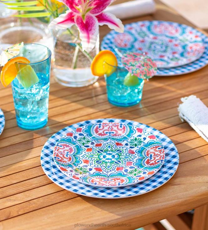 Seasonal & Gifts Plow & Hearth Colorful Melamine Outdoor Safe Plates, Set of 6 NFLB3081