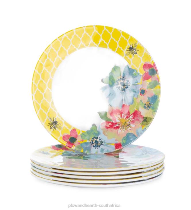 Seasonal & Gifts Plow & Hearth Colorful Melamine Outdoor Safe Plates, Set of 6 NFLB3081