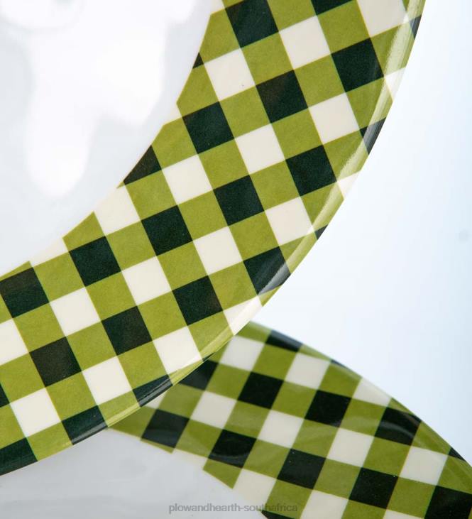 Seasonal & Gifts Plow & Hearth Moss Gingham Melamine Dinner Plates, Set of 6 - Moss NFLB3223