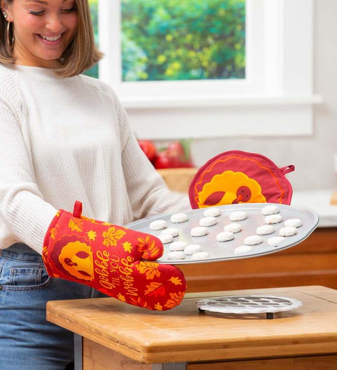 Seasonal & Gifts Plow & Hearth Seasonal Oven Mitt and Pot Holder Set - Turkey NFLB3085
