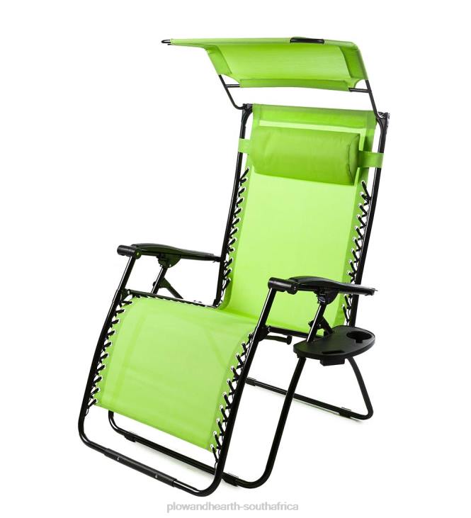 Seasonal & Gifts Plow & Hearth Deluxe Zero Gravity Chair With Awning, Table And Drink Holder - Green NFLB3087