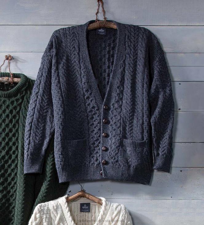 Seasonal & Gifts Plow & Hearth Men's Irish Merino Wool Cardigan Sweater - Green - S (41-43) NFLB3089
