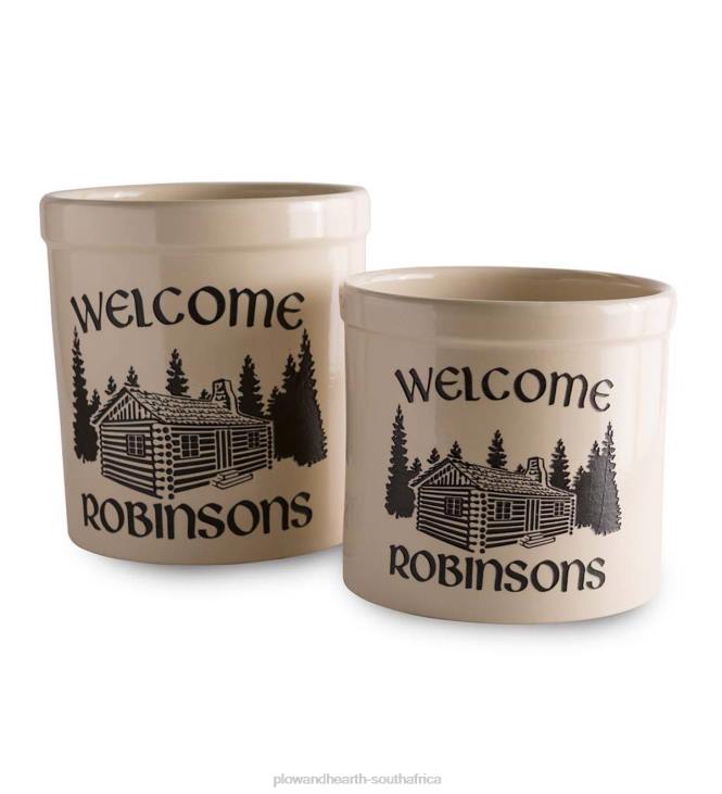 Seasonal & Gifts Plow & Hearth Personalized Cabin Stoneware Crock NFLB3073