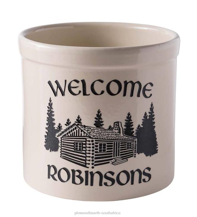 Seasonal & Gifts Plow & Hearth Personalized Cabin Stoneware Crock NFLB3073