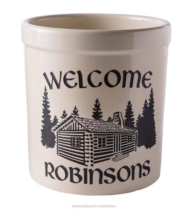 Seasonal & Gifts Plow & Hearth Personalized Cabin Stoneware Crock NFLB3073