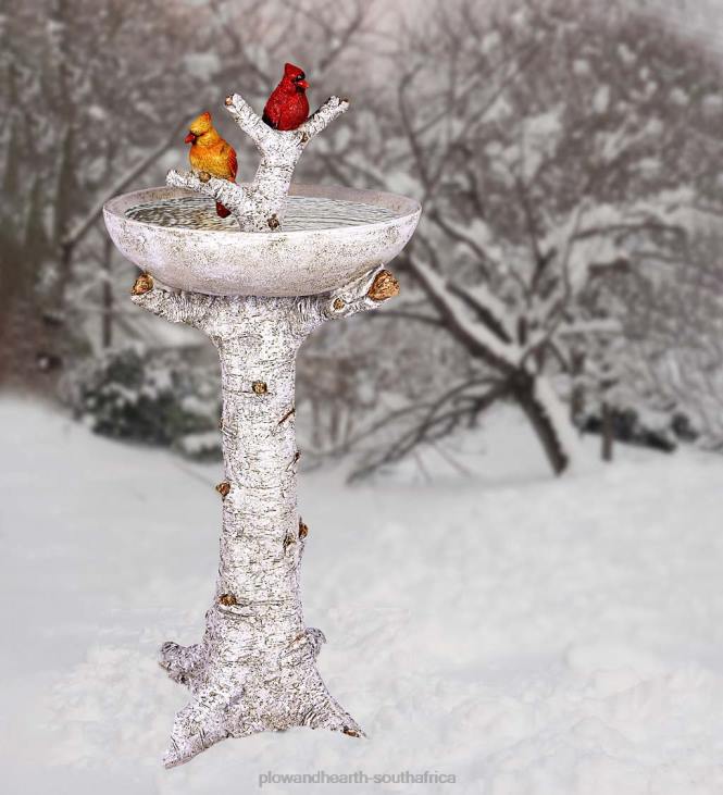 Yard & Garden Plow & Hearth Birch Tree with Cardinals Resin Birdbath NFLB827