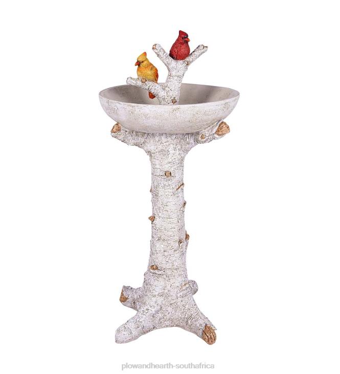 Yard & Garden Plow & Hearth Birch Tree with Cardinals Resin Birdbath NFLB827