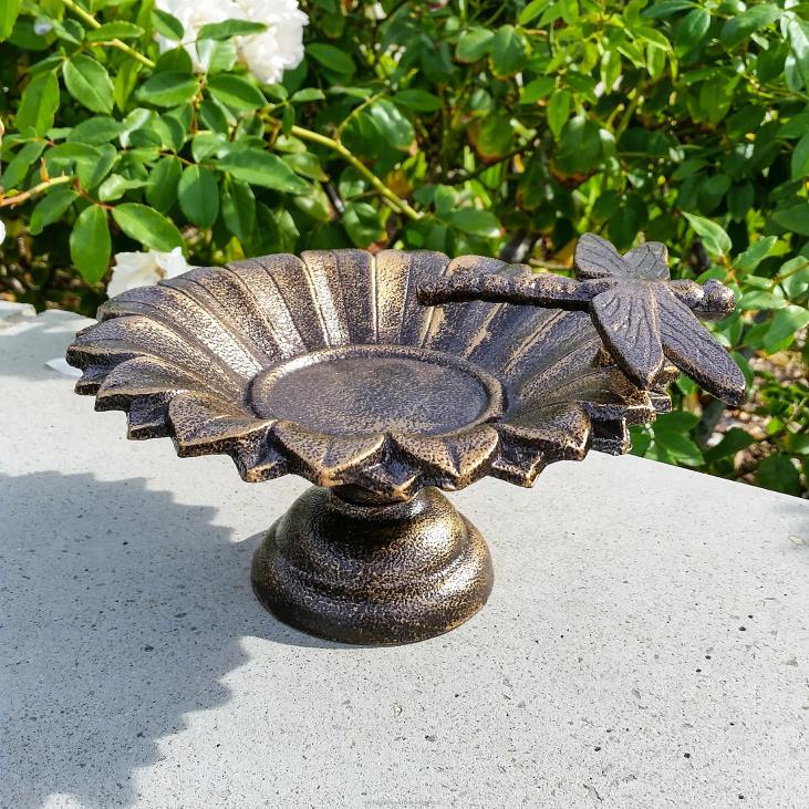 Yard & Garden Plow & Hearth Dragonfly Tabletop Metal Birdbath - Brass NFLB833