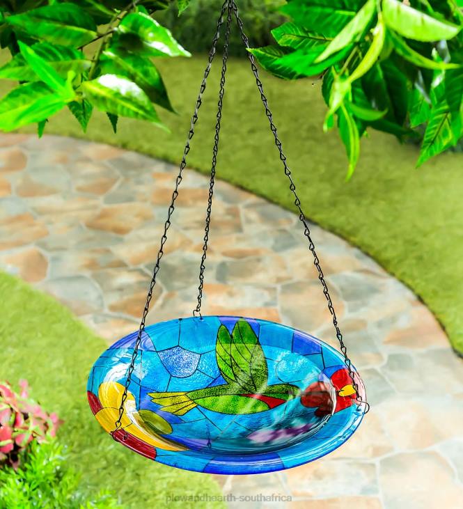 Yard & Garden Plow & Hearth Glass Hanging Hummingbird Birdbath NFLB834