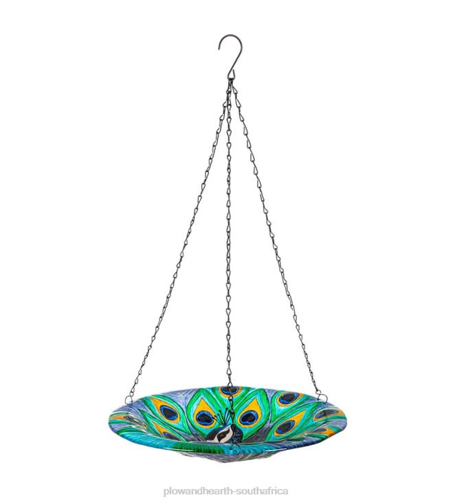 Yard & Garden Plow & Hearth Glass Hanging Peacock Birdbath NFLB853