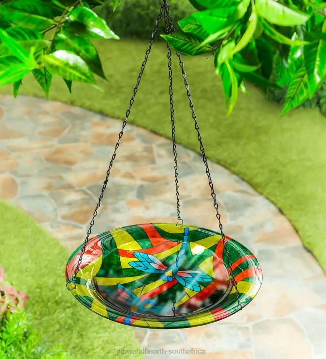 Yard & Garden Plow & Hearth Hanging Glass Dragonflies Birdbath NFLB855