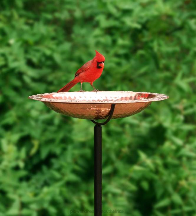 Yard & Garden Plow & Hearth Pure Copper Birdbath on Powder-Coated Steel Pole With Sturdy Three-Prong Stake NFLB830