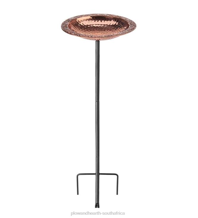 Yard & Garden Plow & Hearth Pure Copper Birdbath on Powder-Coated Steel Pole With Sturdy Three-Prong Stake NFLB830
