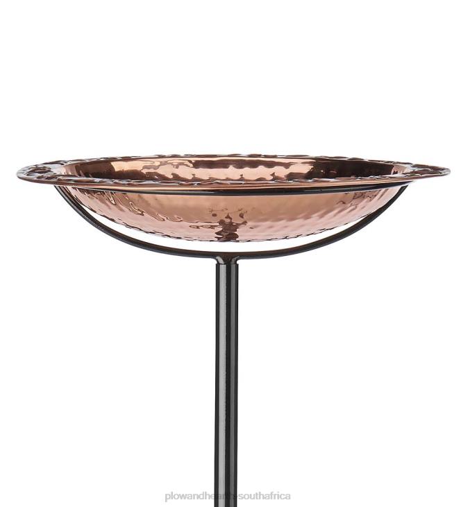 Yard & Garden Plow & Hearth Pure Copper Birdbath on Powder-Coated Steel Pole With Sturdy Three-Prong Stake NFLB830