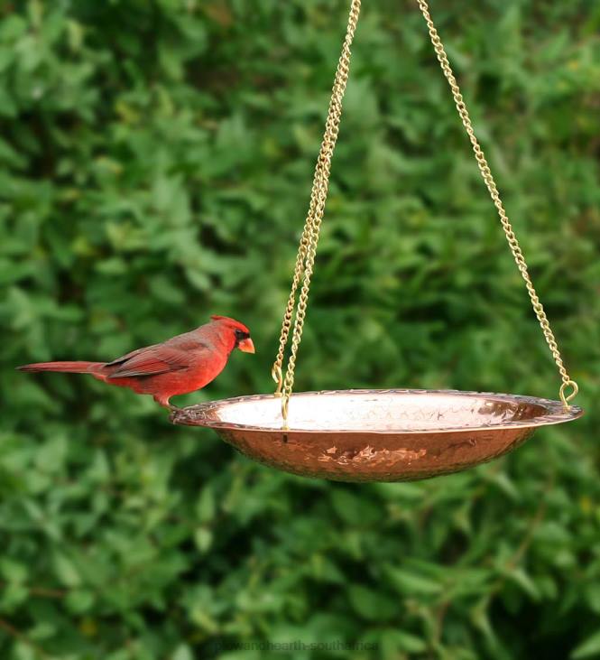Yard & Garden Plow & Hearth Pure Copper Hanging Birdbath on 17Long Brass Chain with Hook NFLB852