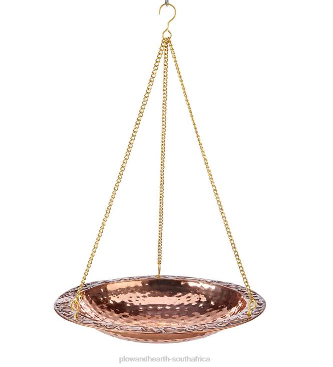 Yard & Garden Plow & Hearth Pure Copper Hanging Birdbath on 17Long Brass Chain with Hook NFLB852
