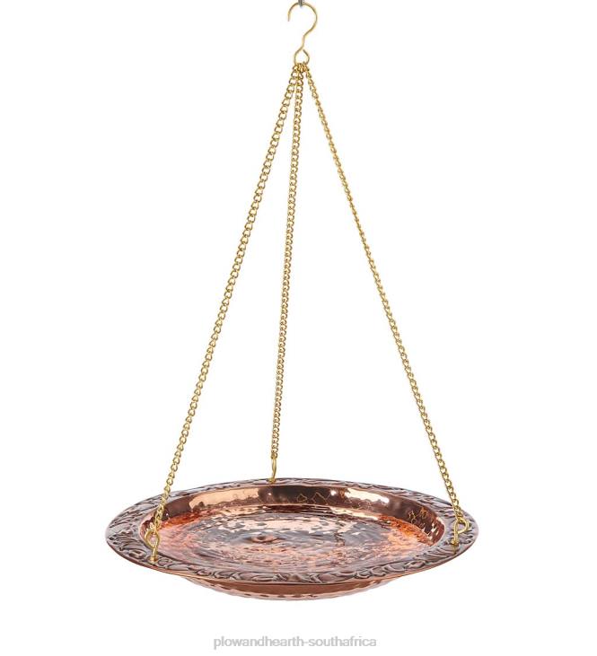 Yard & Garden Plow & Hearth Pure Copper Hanging Birdbath on 17Long Brass Chain with Hook NFLB852