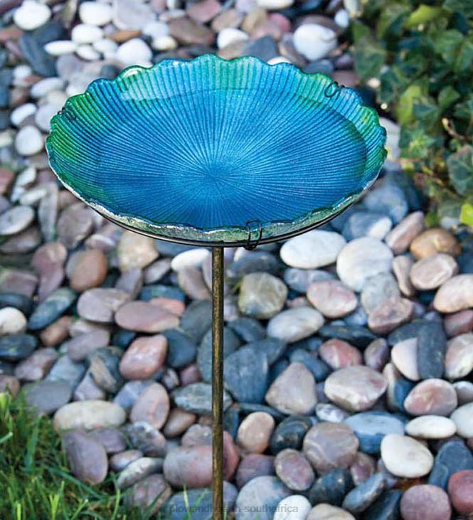 Yard & Garden Plow & Hearth Sea Glass Birdbath on Stake NFLB828