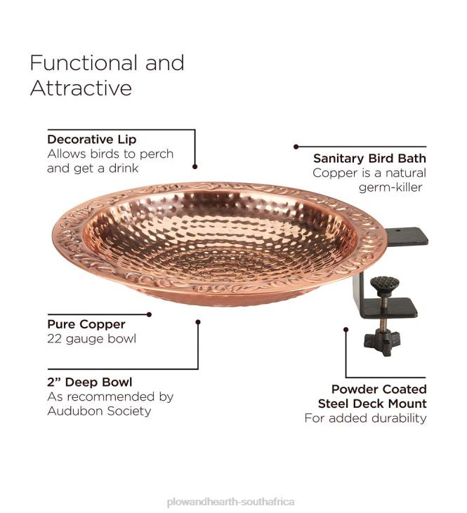 Yard & Garden Plow & Hearth Small Deck Mounted Copper Birdbath NFLB849