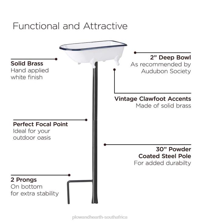 Yard & Garden Plow & Hearth Splish Splash Birdbath, Brass With White Finish - White NFLB847
