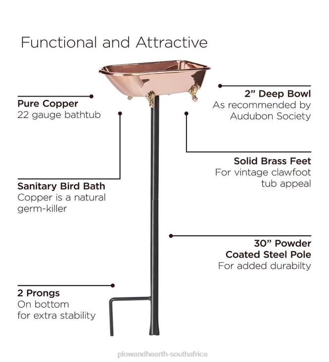 Yard & Garden Plow & Hearth Splish Splash Birdbath, Polished Copper - Copper NFLB844
