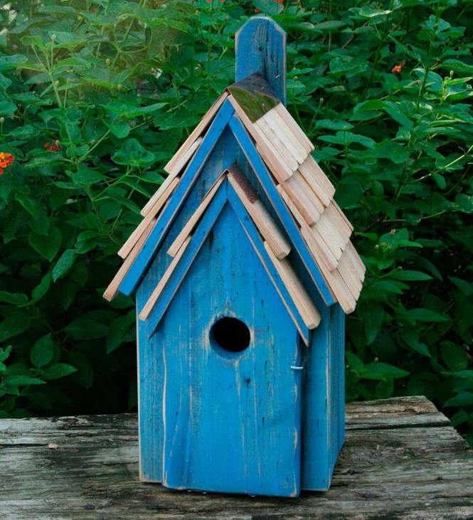Yard & Garden Plow & Hearth Bluebird Manor Cypress Birdhouse - Blue NFLB861