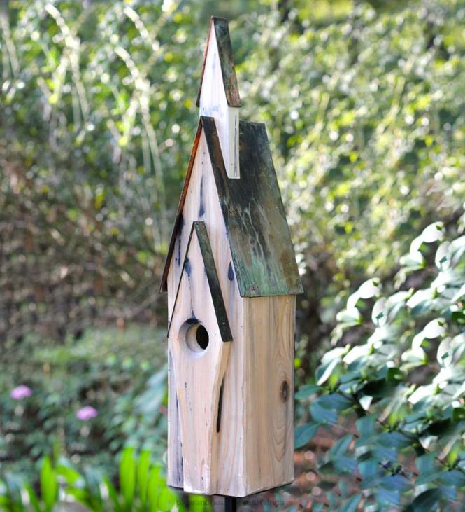 Yard & Garden Plow & Hearth Graceland Cypress and Copper Birdhouse - White NFLB877