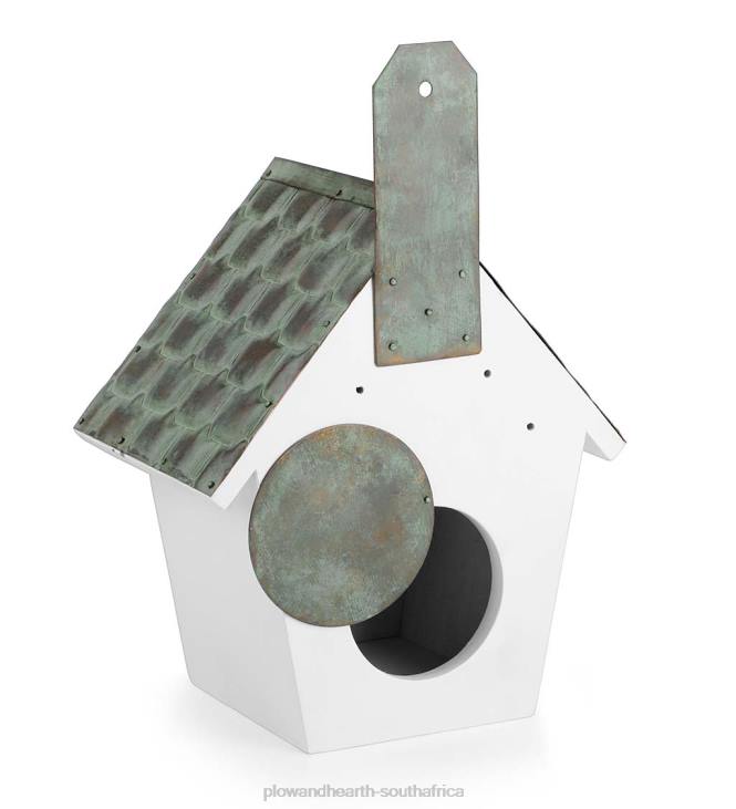 Yard & Garden Plow & Hearth Hardwood Hanging Cottage-Style Birdhouse with Verdigris Copper Roof NFLB876