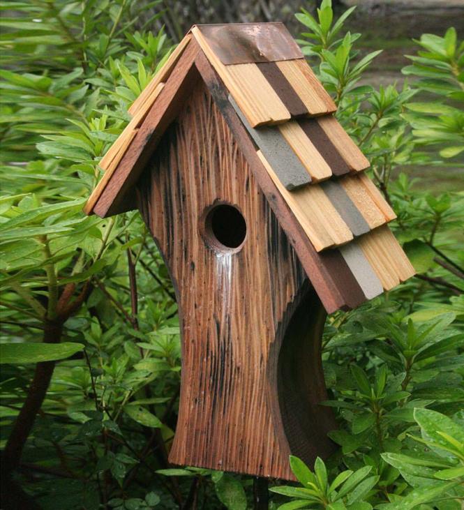 Yard & Garden Plow & Hearth Knottingham Antique Cypress Shingled Roof Birdhouse NFLB863