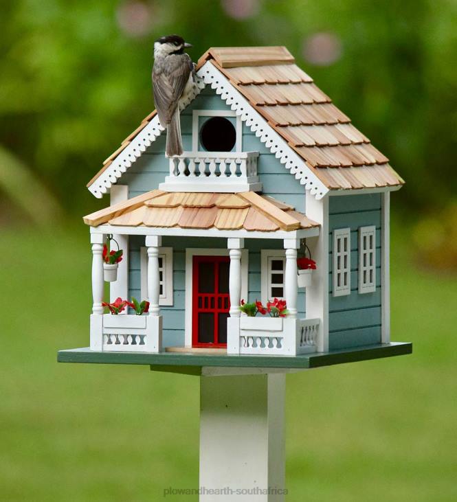 Yard & Garden Plow & Hearth Welcome Home Wooden Birdhouse and Pedestal Pole Set NFLB869