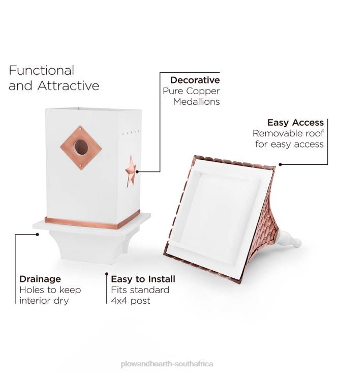 Yard & Garden Plow & Hearth White Villa-Style Birdhouse with Hand-Hammered Copper Roof and Accents NFLB881